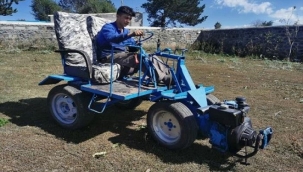 Hurdadan topladığı malzemelerle ATV yaptı