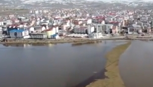 Sular altında kalan Ardahan Ovası havadan görüntülendi