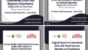 Coğrafi İşaretli Ürünler hakkında bilgilendirme webinarları düzenlenecek