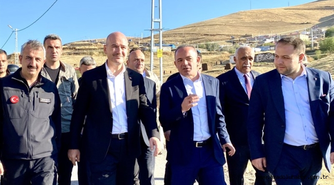 İçişleri Bakanı Süleyman Soylu deprem bölgesinde