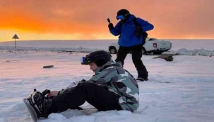 Bülbülan Yaylası'nda snowboard keyfi