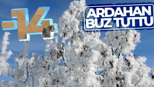 Göle, eksi 14,1 dereceyle buz tuttu