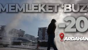 Ardahan'da havaya serpilen sıcak su, yere buz taneciği olarak düştü