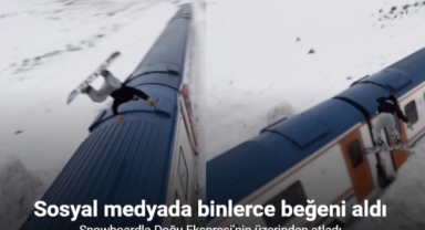 Snowboardla Doğu Ekspresi’nin üzerinden atladı