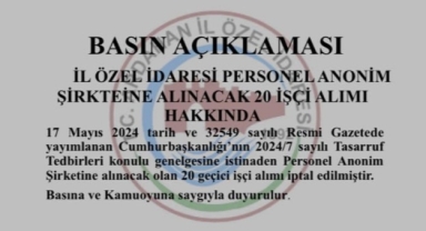 Ardahan İl Özel İdaresi İşçi Alımını İptal Etti