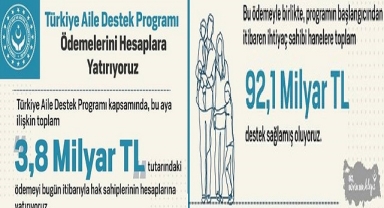 Aile ve Çocuk Desteği kapsamında 3,8 Milyar TL Hesaplara Yatırıldı