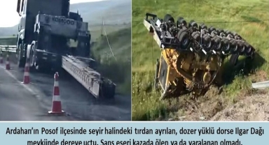 Dozer Yüklü Dorse Dereye Uçtu