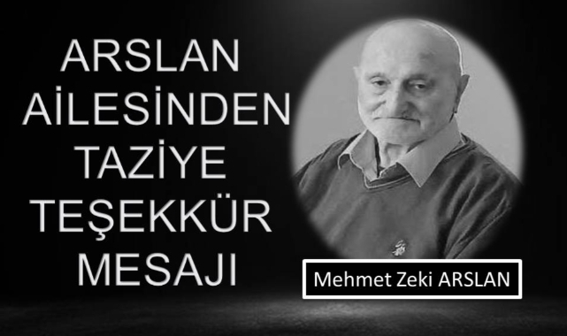 Arslan ailesinden taziye teşekkür mesajı