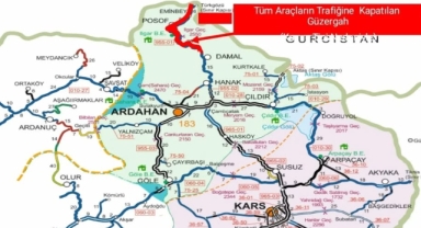 Posof-Damal Yolu Kar ve Tipi Nedeniyle Trafiğe Kapatıldı
