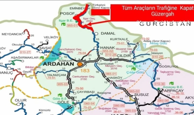 Damal-Posof-Türkgözü Yolu Trafiğe Kapatıldı